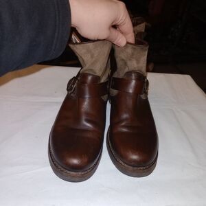 Frye Veronica canvas short boot Size 10B Mexico Leather Western Cowgirl